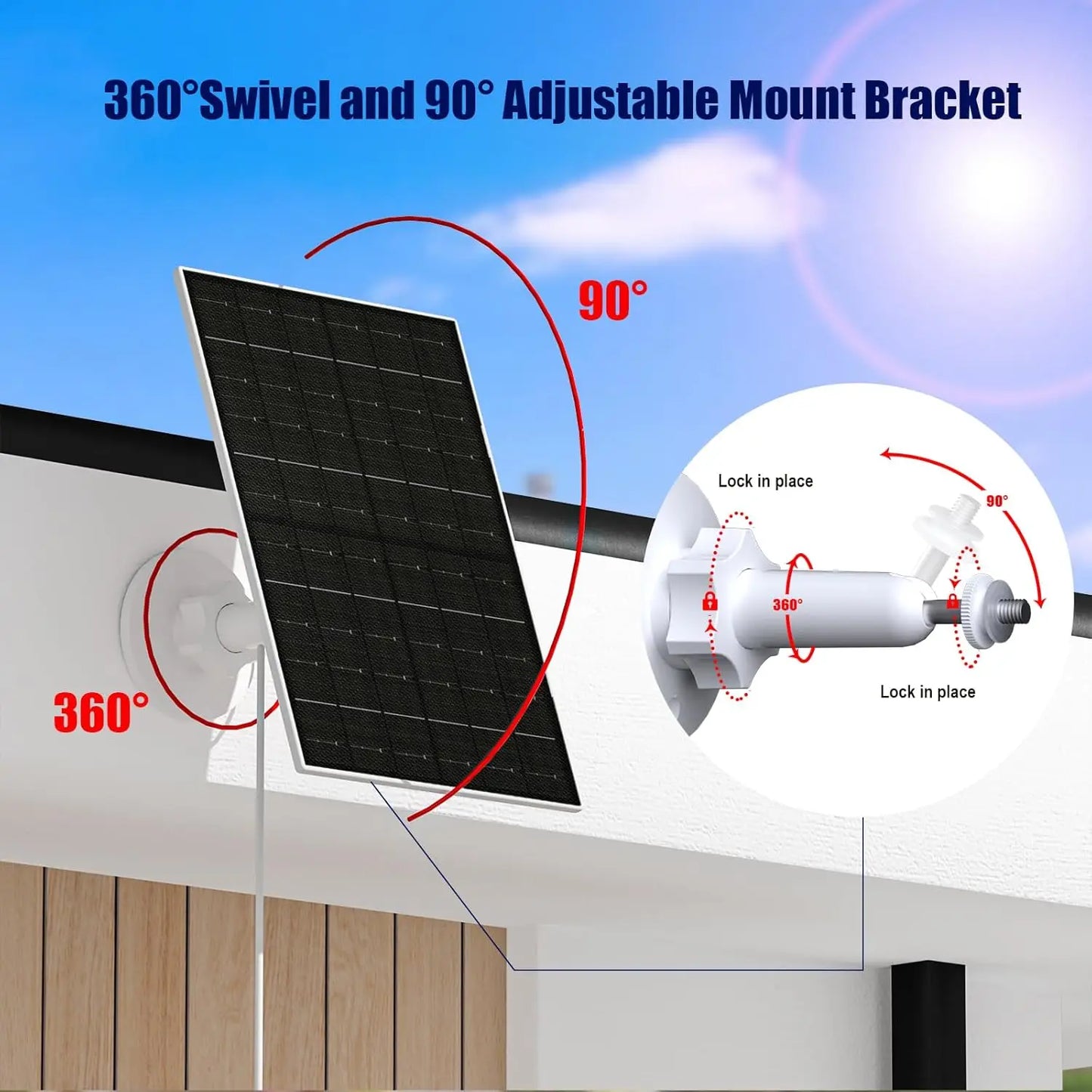 10W 5V Solar Battery Charger For Security Camera Portable Solar Power Panel With Micro USB Type-C Output Solar Panel Charger Kit