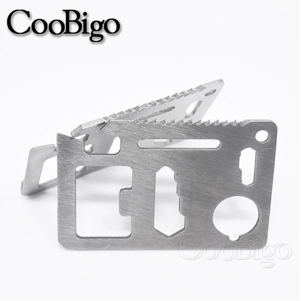 11 in 1 Pocket Tools Credit Card Knife Stainless Steel Beer Opener Multipurpose Outdorr Camping Hiking Hunting Survival Gear EDC