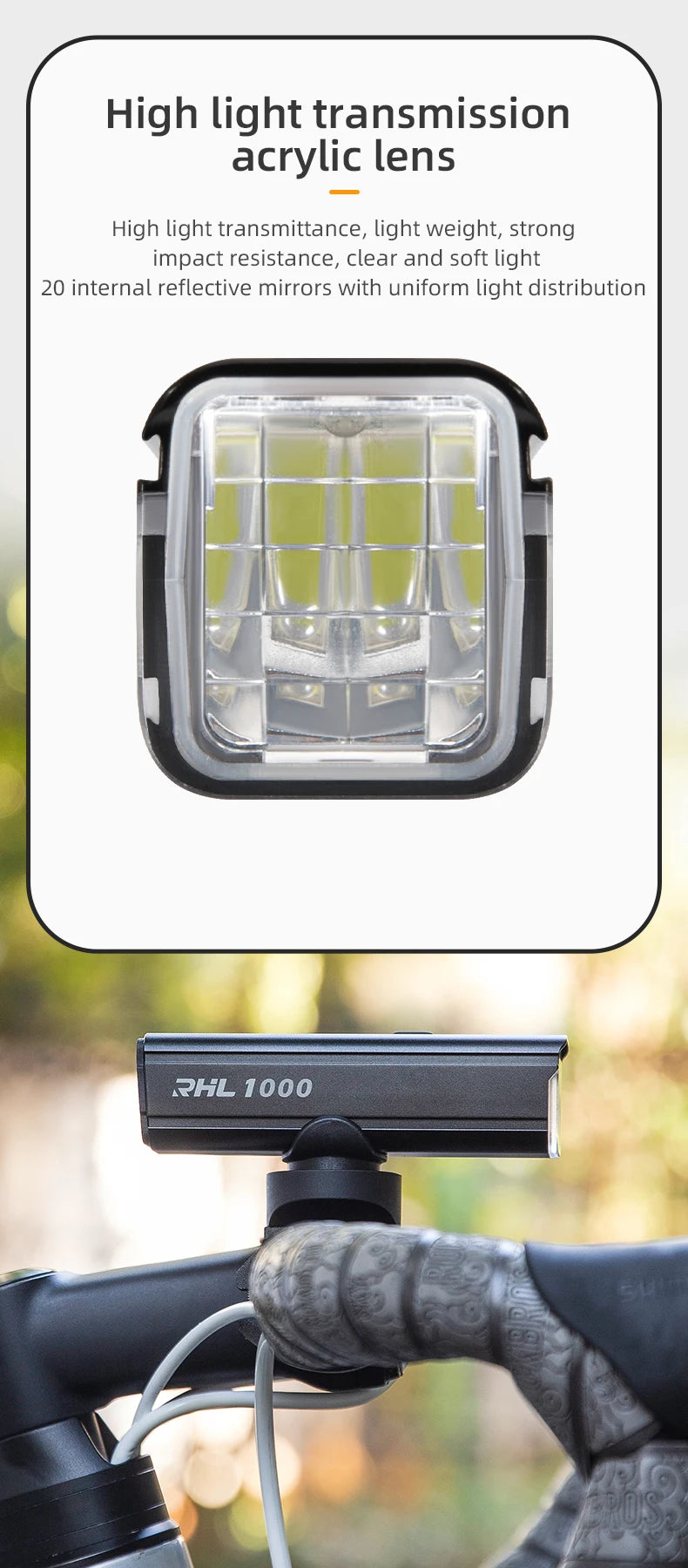 ROCKBROS 1000LM Bike Light Front Lamp Type-C Rechargeable LED 4500mAh Bicycle Light Waterproof Headlight Bike Accessories