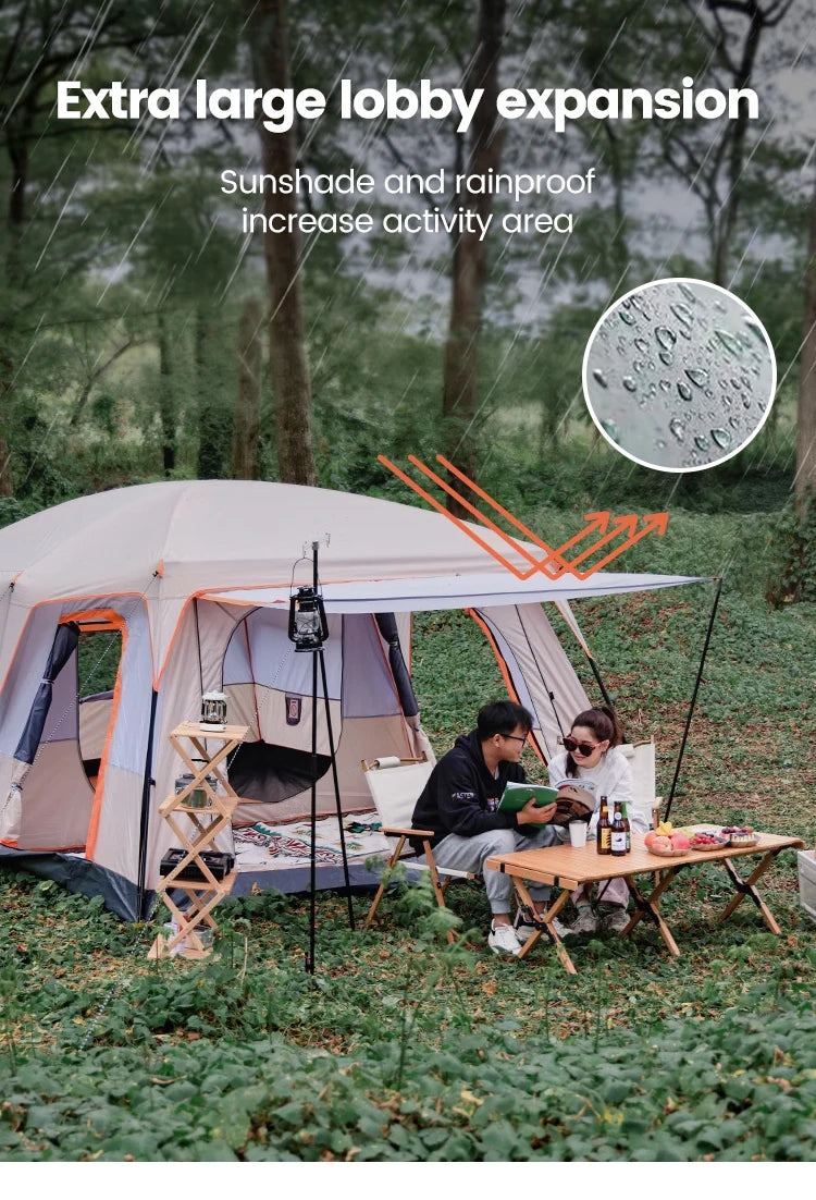 8-12 Person Family Tent | 2 Bedrooms + Living Room, 4-Season