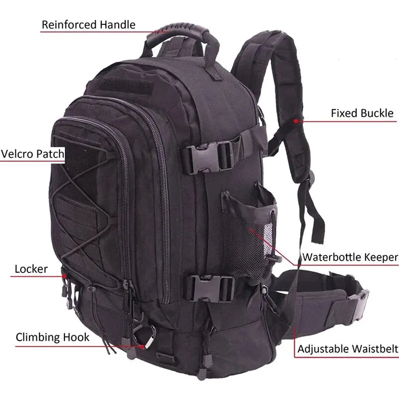 65L Tactical MOLLE Backpack | Waterproof, Tear-Resistant, Military Design