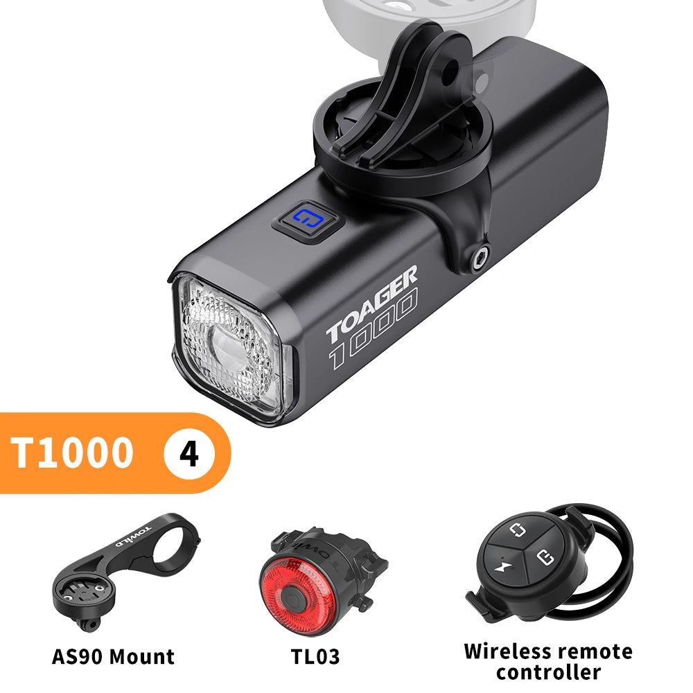 TOAGER 1000LM Bike Light Front Lamp Type C Rechargeable LED 21700 4500mAh Bicycle Light IPX6 Bicycle headlights Bike Accessories