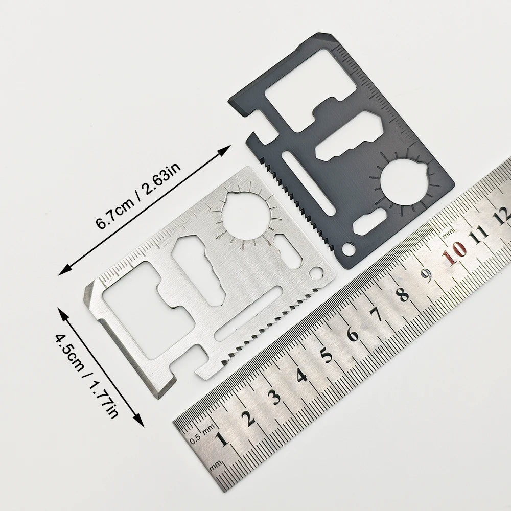 Stainless Steel EDC Pocket Tool 11 in 1 Credit Card Portable Multi Function Survival Tool For Outdoor Camping Hunting Traveling