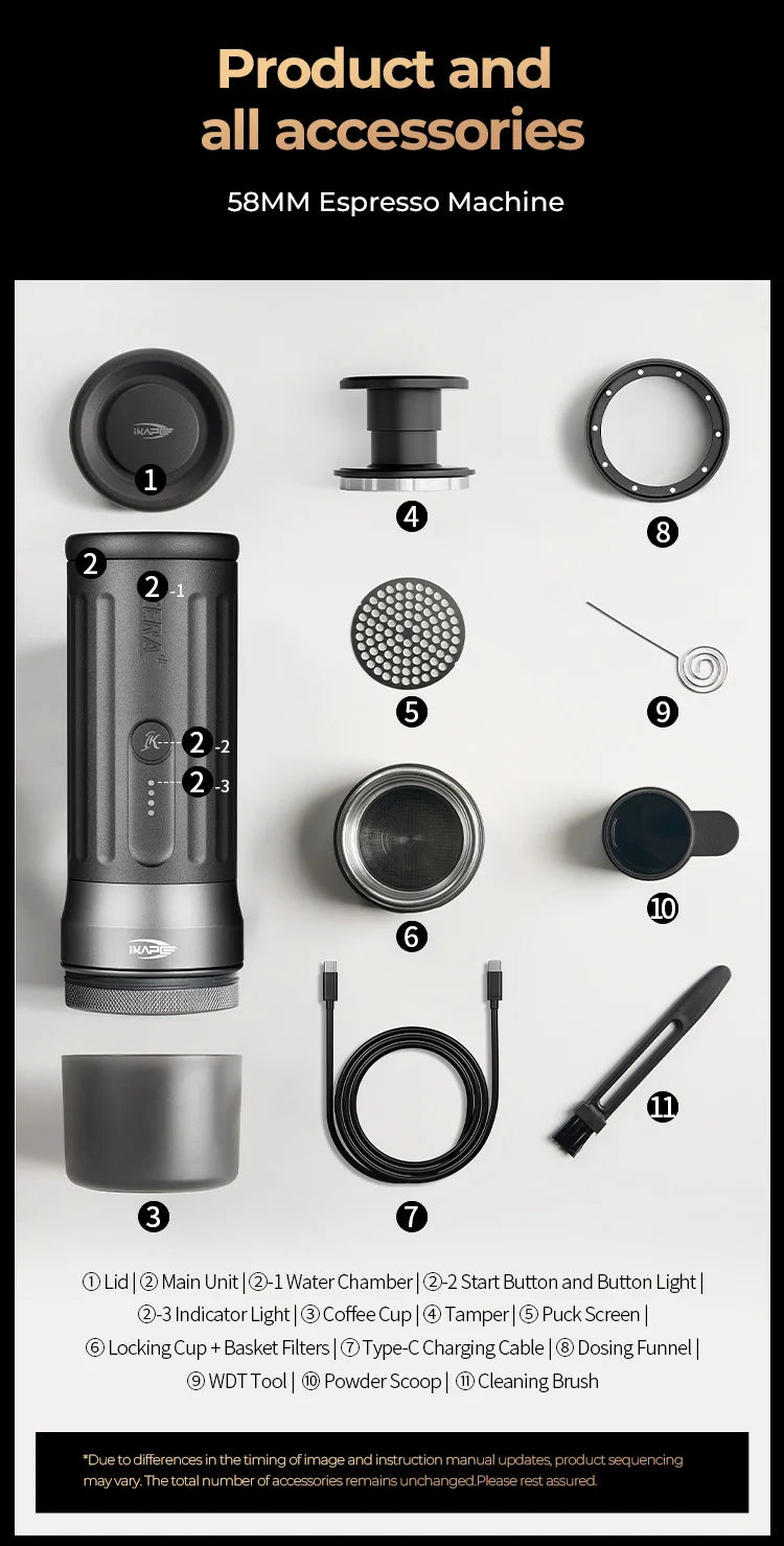 IKAPE Kapo K2 Portable Espresso Machine — Bluetooth, Timer, 51/58mm Bottomless Portafilter