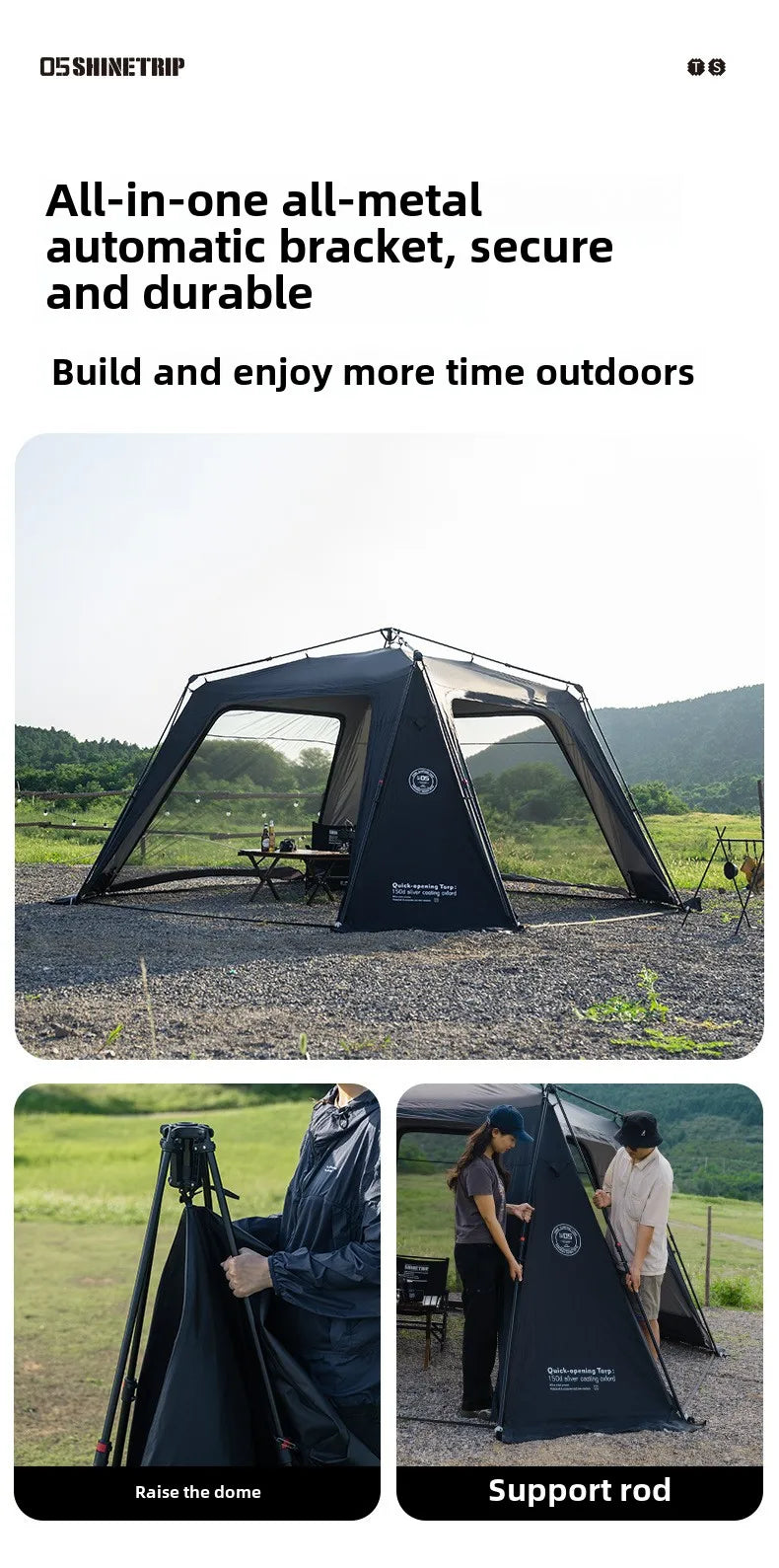 ShineTrip Oversized Dome Tent | Quick Setup 3-4 Person Waterproof Camping