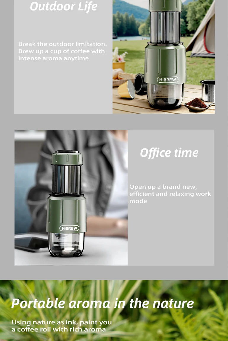 HiBREW H4D 2-in-1 Portable Espresso Maker — Hand-Press, Capsule & Ground, Hot/Cold