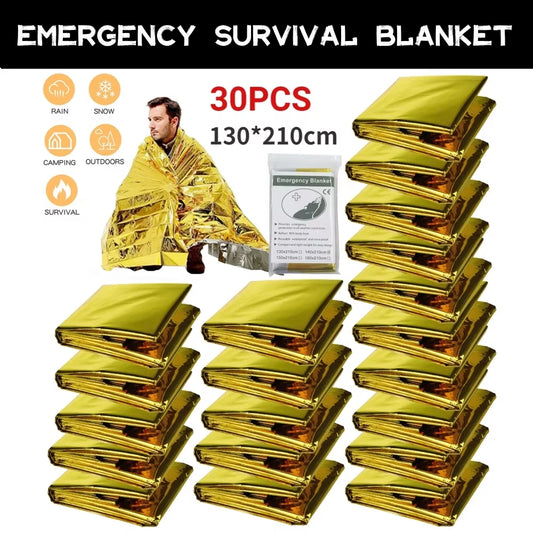 Emergency Thermal Survival Blanket — Waterproof Mylar First-Aid Foil Blanket (Multipack)