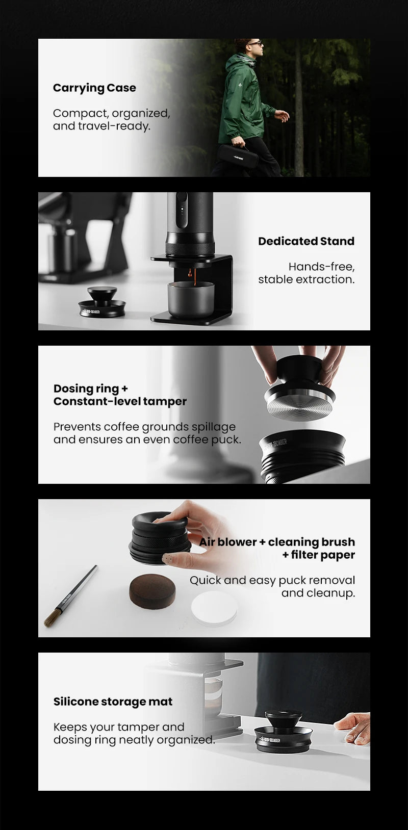 MHW-3BOMBER X-Press58 Portable Espresso Machine — USB Electric, 58mm, Travel & Camping Coffee Maker
