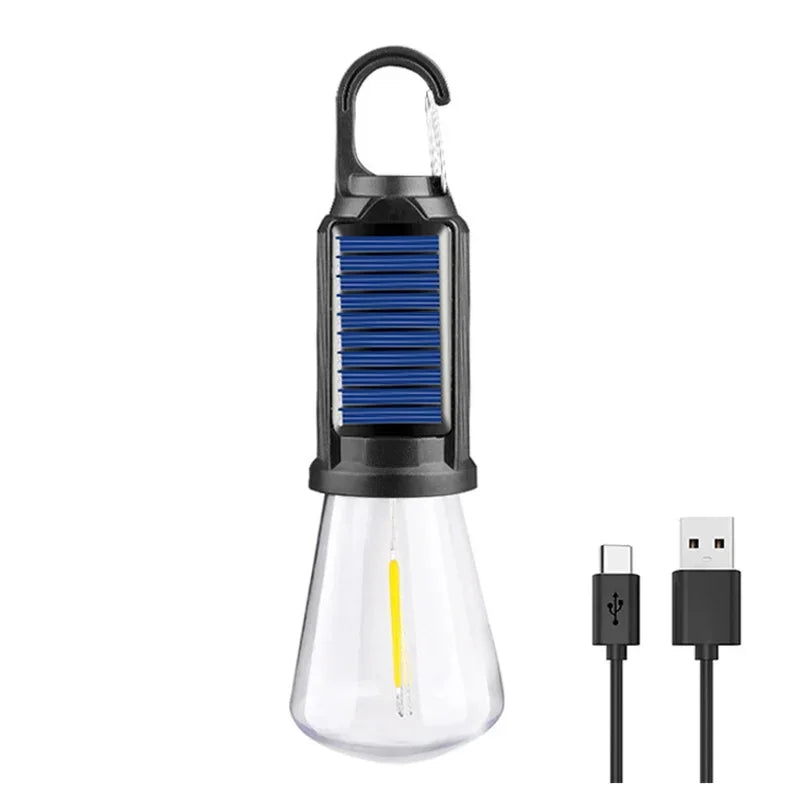 Solar LED Camping Bulb — USB Rechargeable Waterproof Portable Light for Tents & Fishing