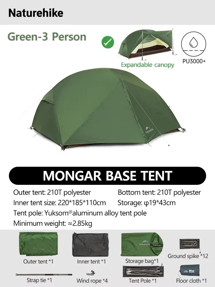 Naturehike Mongar 2 UL/PRO Tent | Ultralight 15D Backpacking 1-2 Person