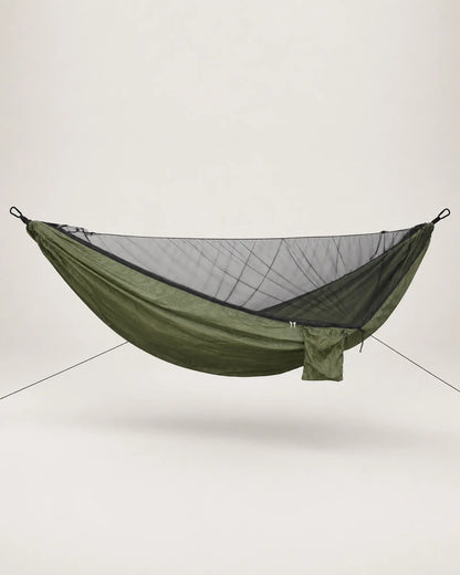Side profile of the ArmyGreen anti-mosquito camping hammock