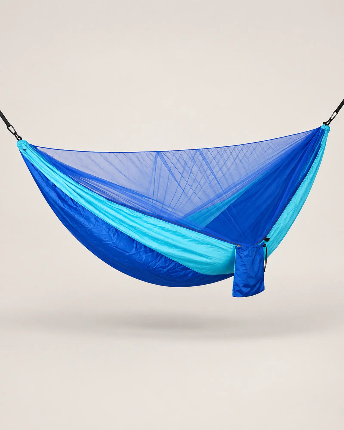 ARWE Blue two-tone anti-mosquito camping hammock in a front studio view