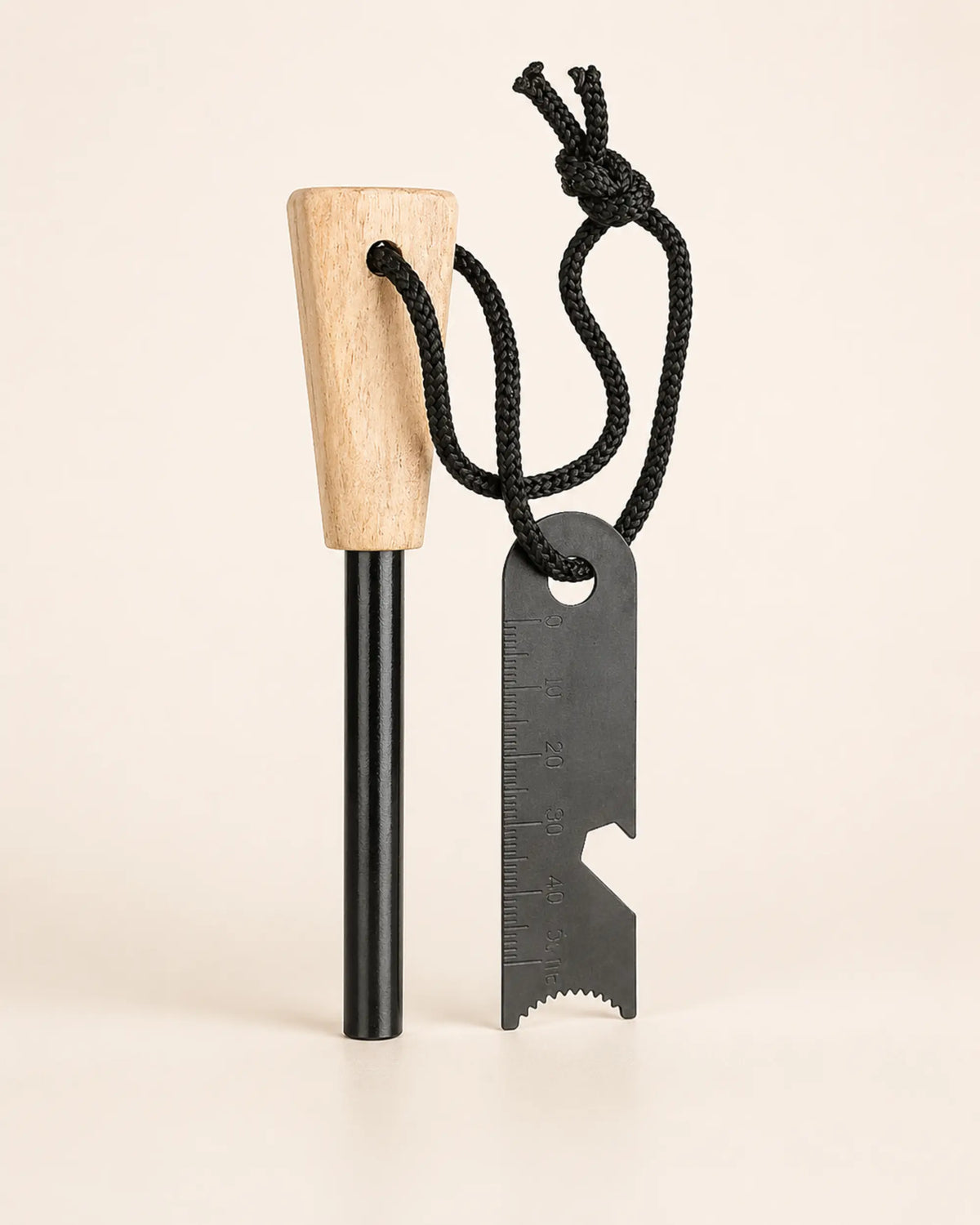 ARWE diamond-shaped wood-handle ferrocerium fire starter with steel striker