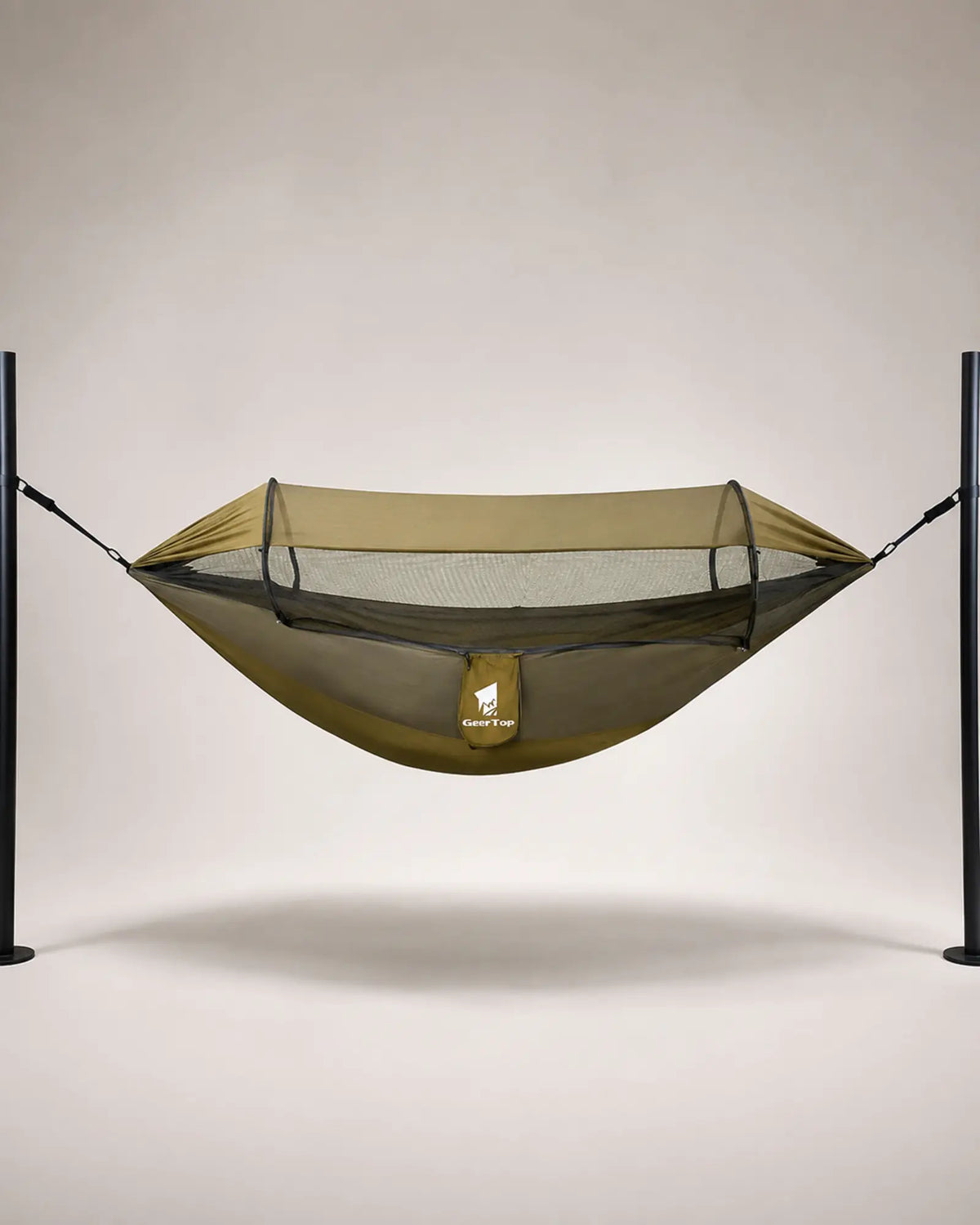 ARWE GeerTop Army Green mosquito-net camping hammock in a front studio view