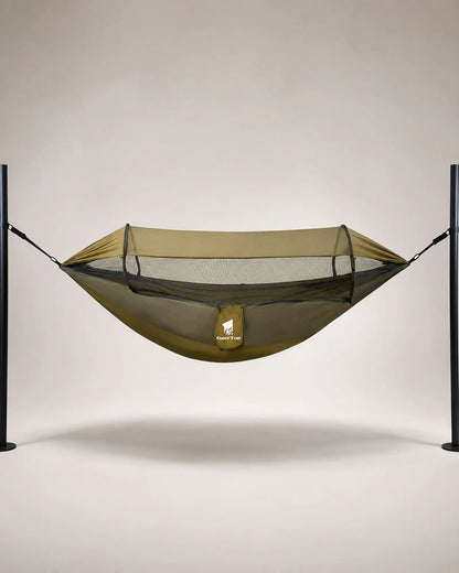 ARWE GeerTop Army Green mosquito-net camping hammock in a front studio view