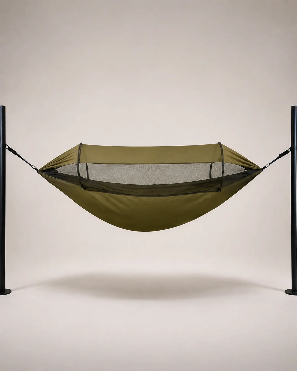 Opposite side view of the Army Green mosquito-net camping hammock