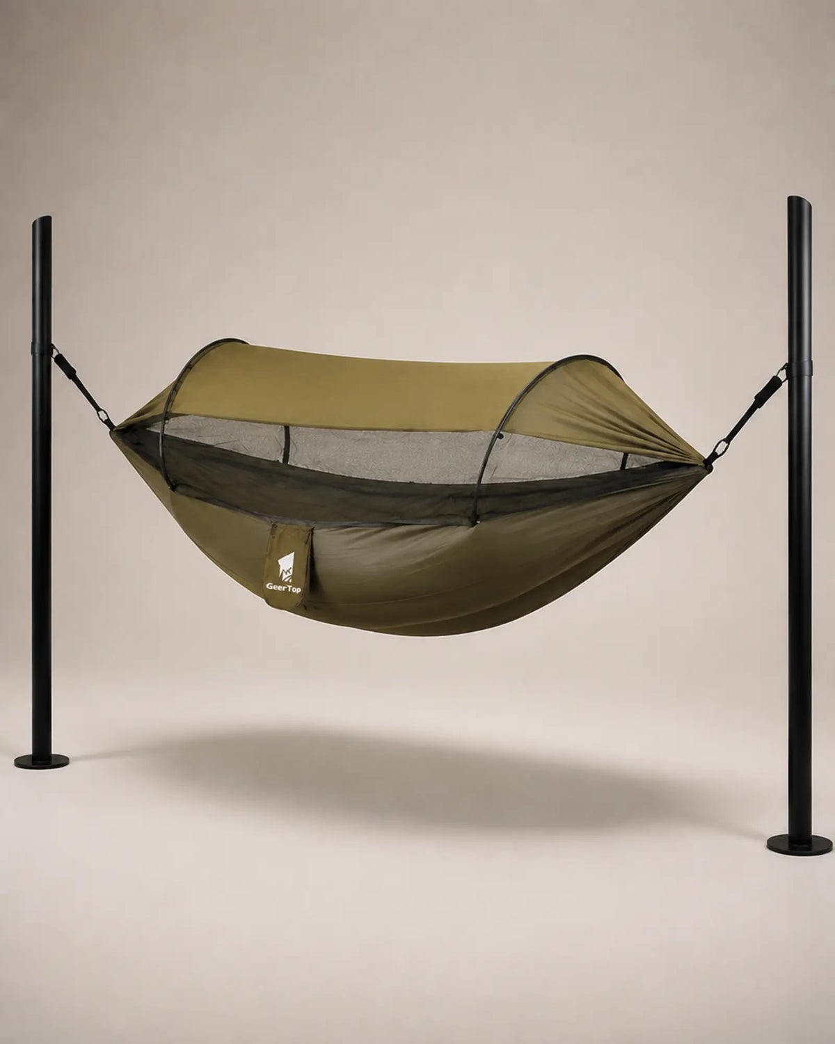 GeerTop mosquito-net hammock shown from the right rear angle