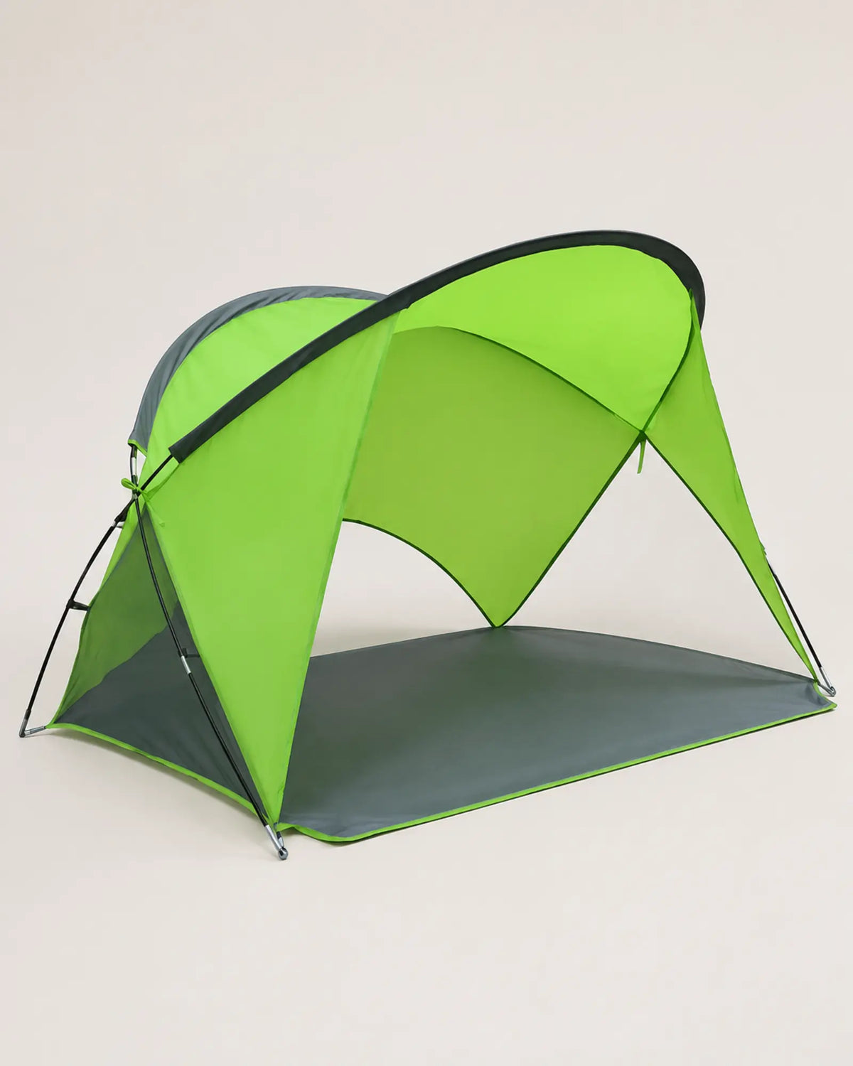 ARWE Green open beach shelter in a front studio hero view