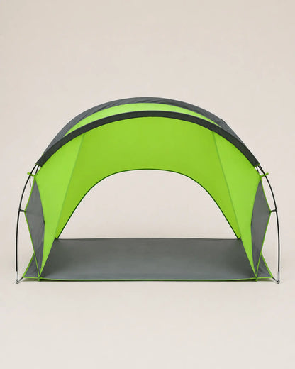 Rear opening view of the Green beach camping shelter