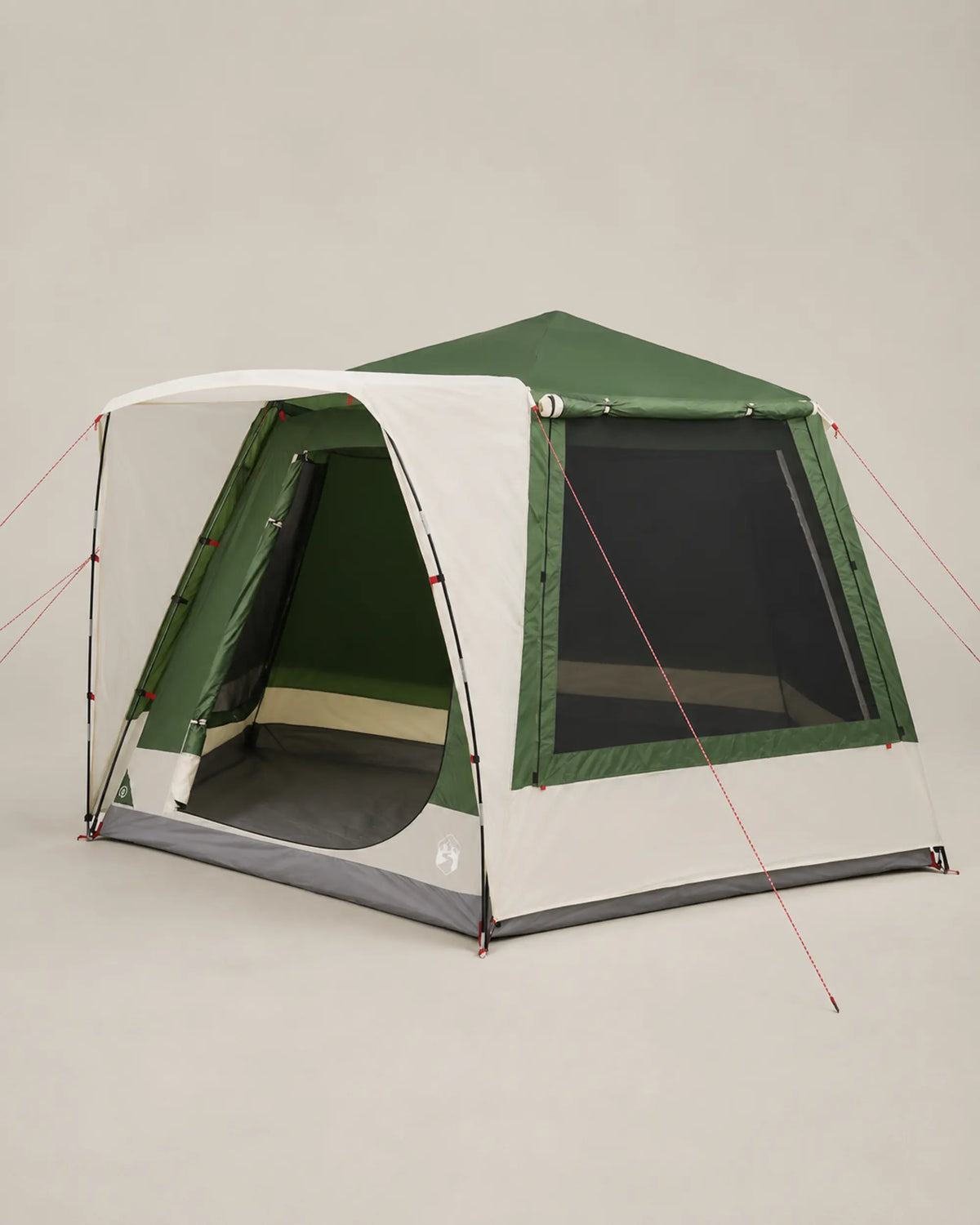 ARWE green large family camping tent in a front three-quarter studio view