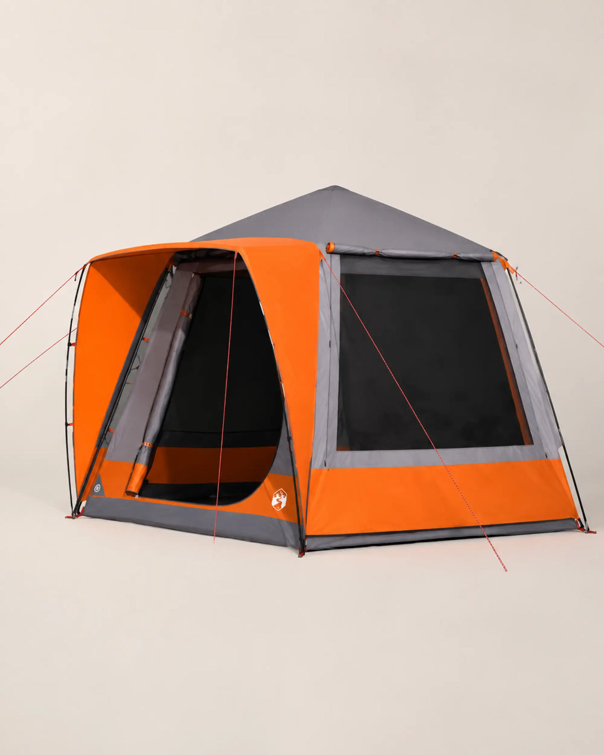 ARWE grey and orange large family tent in a clean studio hero view