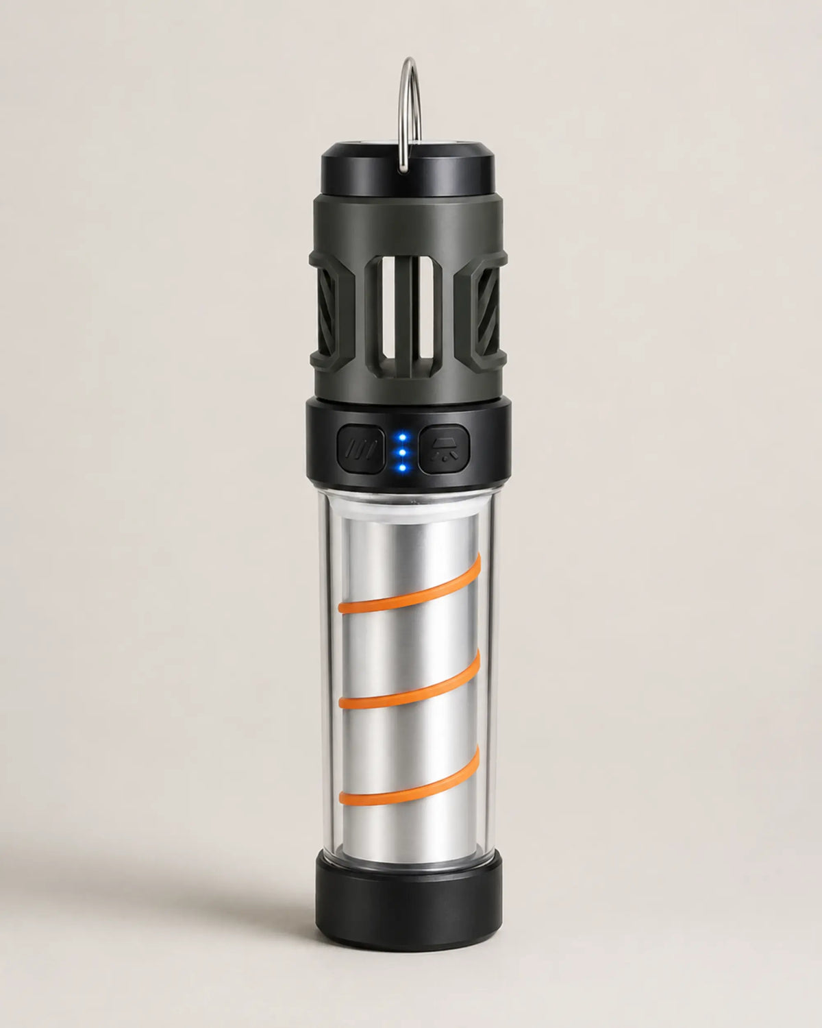 AH06 multifunctional LED camping lantern front hero view on warm stone background