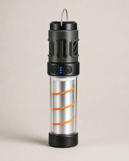 AH06 LED camping lantern viewed from the front left