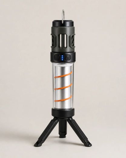 AH06 LED camping lantern mounted on the compact tripod bracket