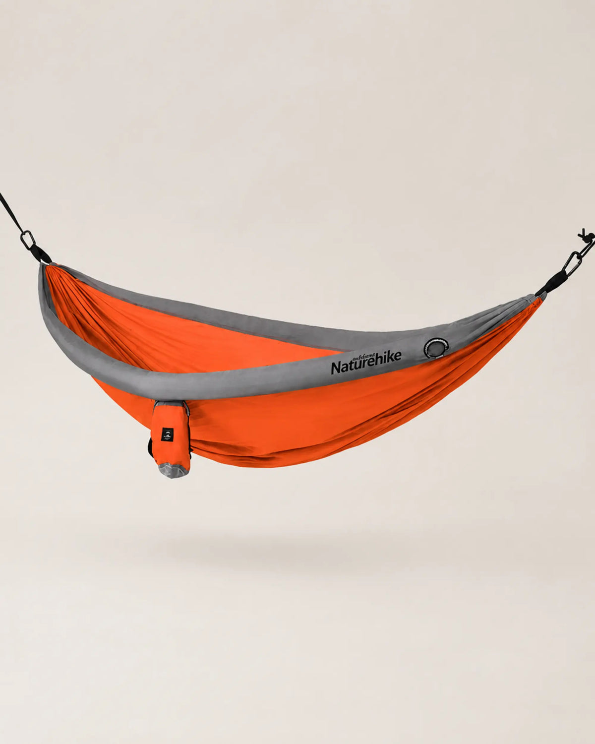 Orange Naturehike double camping hammock in a front studio hero view