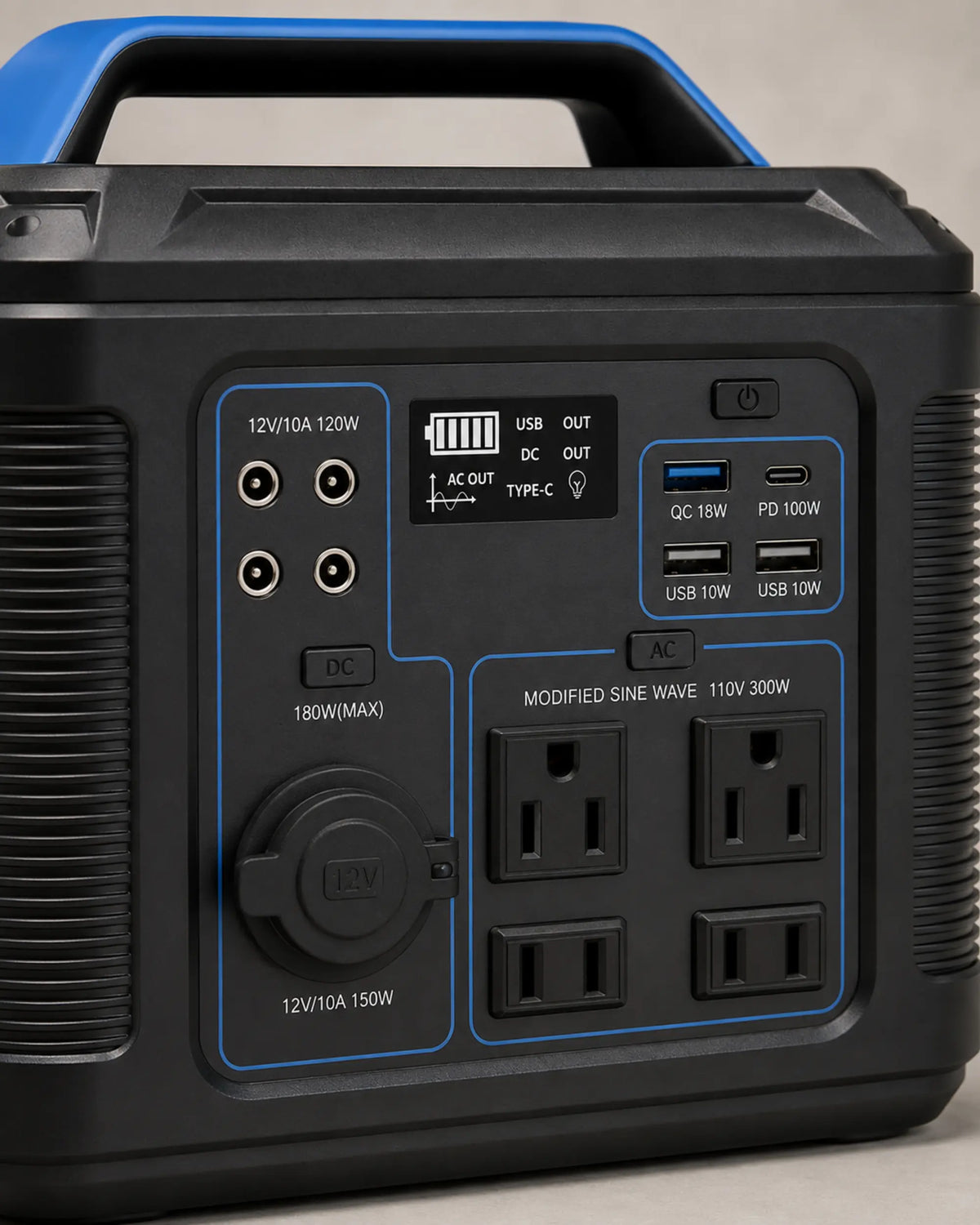 P302 power station control panel with AC DC USB and car outputs