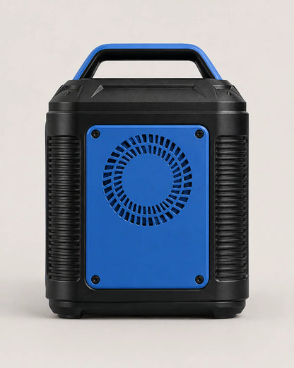 Blue side profile of P302 power station showing the cooling fan grille