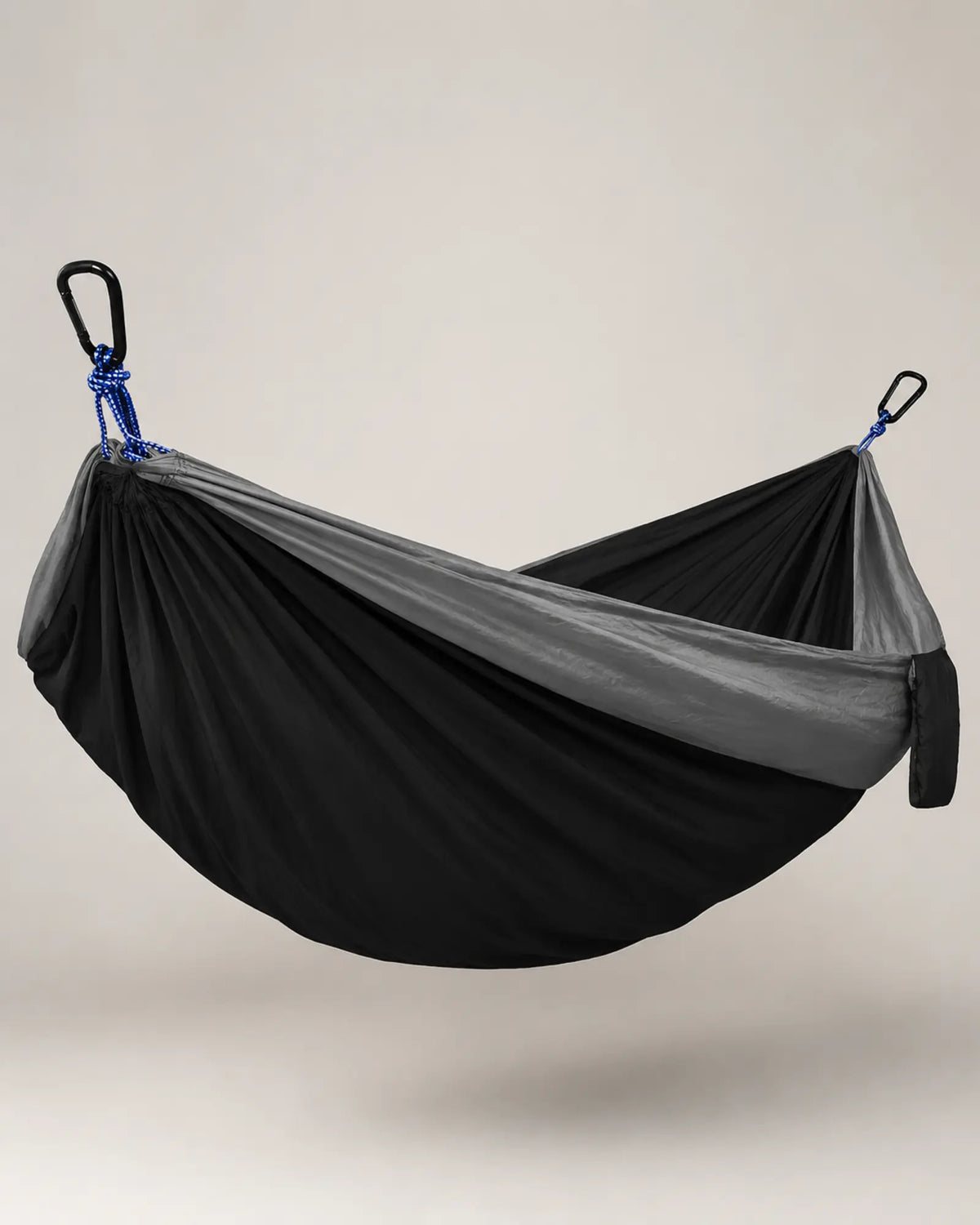 ARWE Black fight gray parachute camping hammock in a front studio view