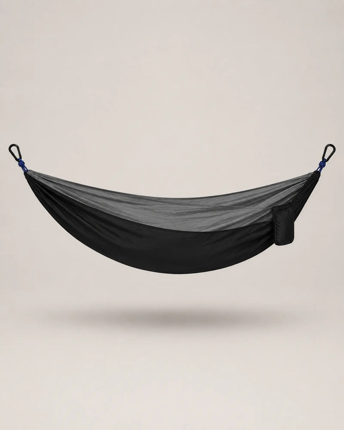 Side profile of the Black fight gray outdoor camping hammock