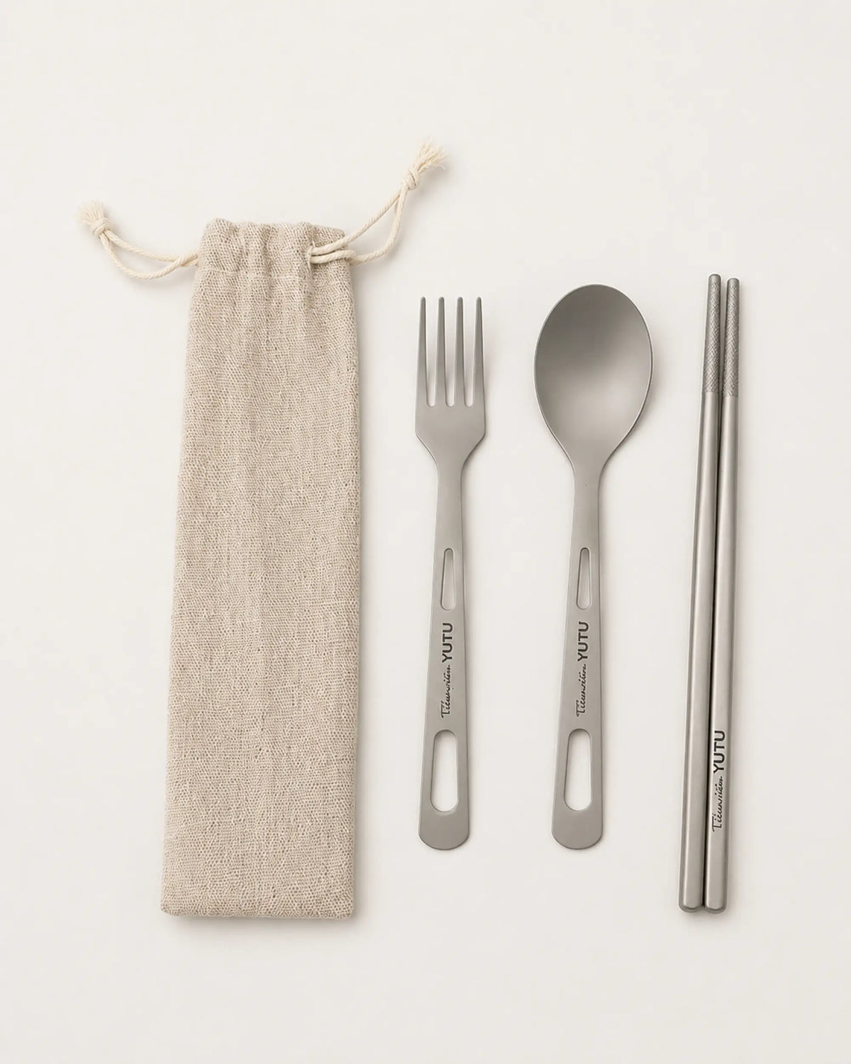 ARWE titanium spoon fork and chopsticks three-piece set with pouch
