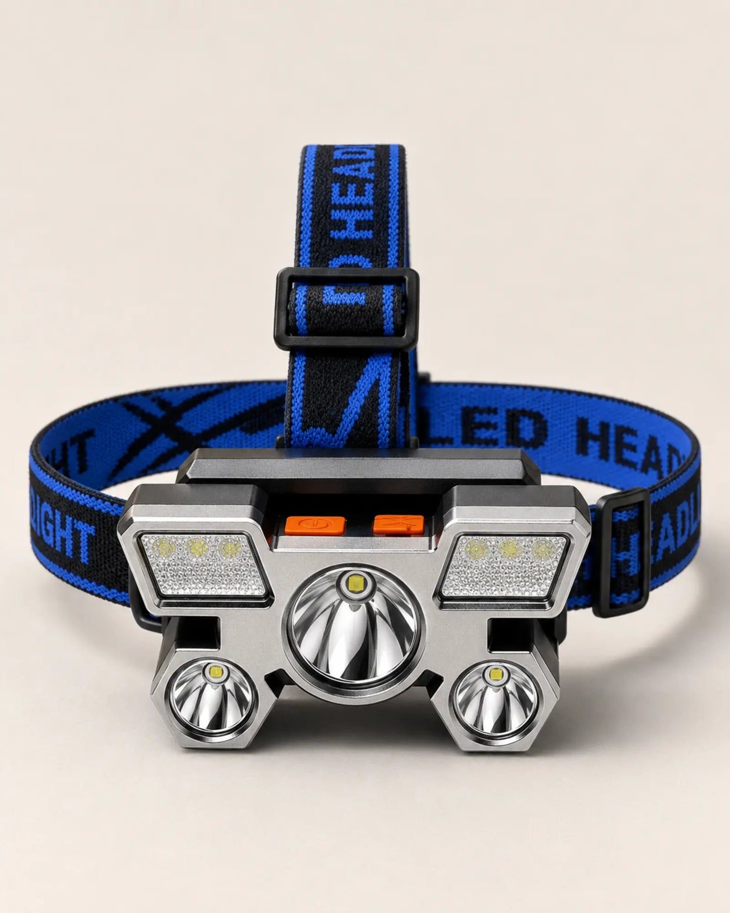 T21 Style B ESMARTER rechargeable five LED headlamp with blue adjustable straps