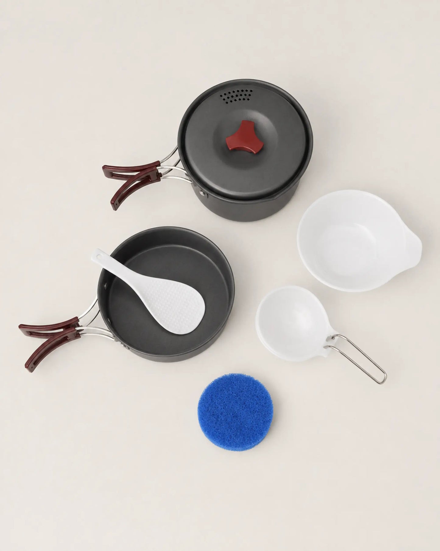Top-down view of Fire-Maple package 203 compact camping cookware set