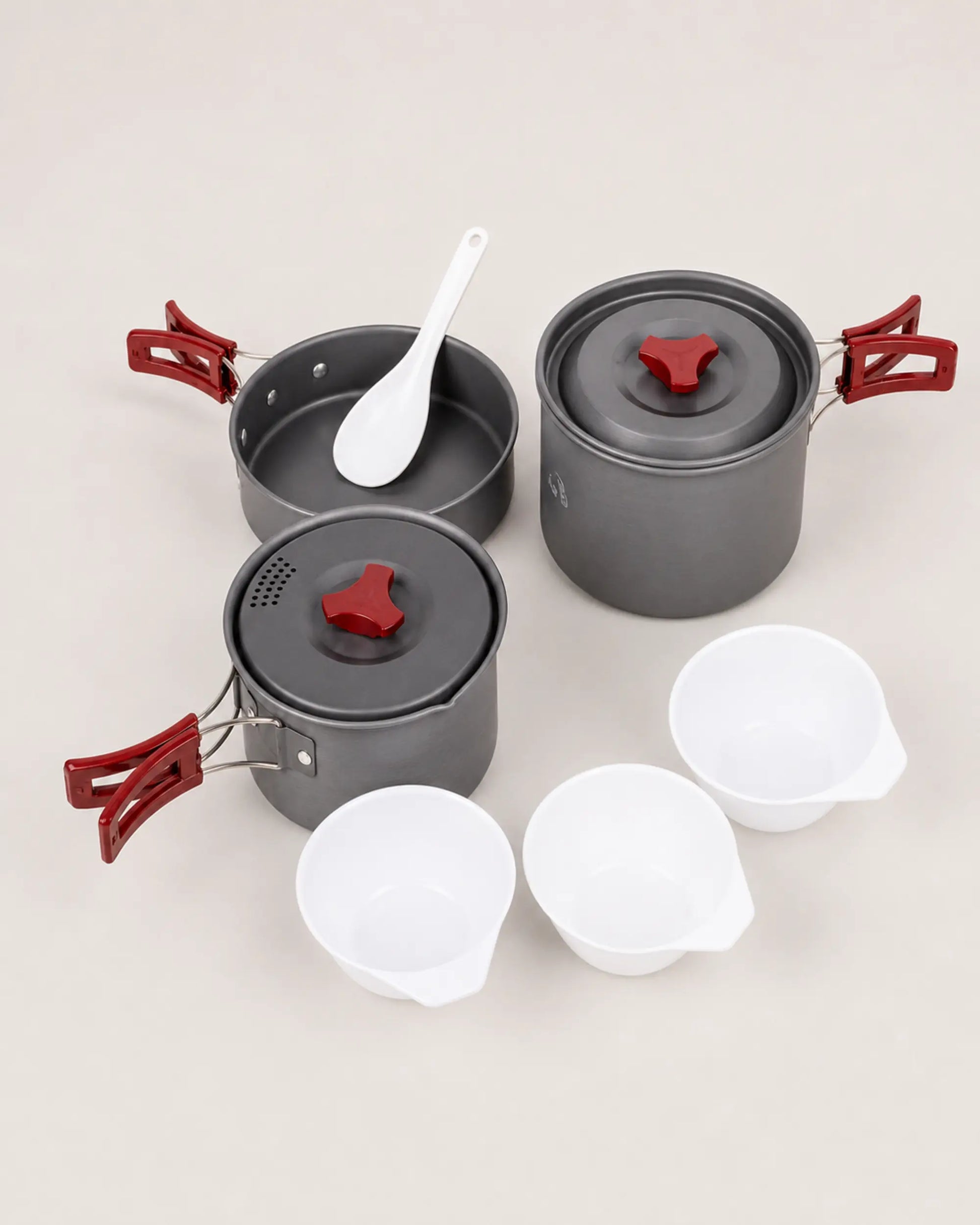 Fire-Maple package 202 hard-anodized camping cookware photographed from the left
