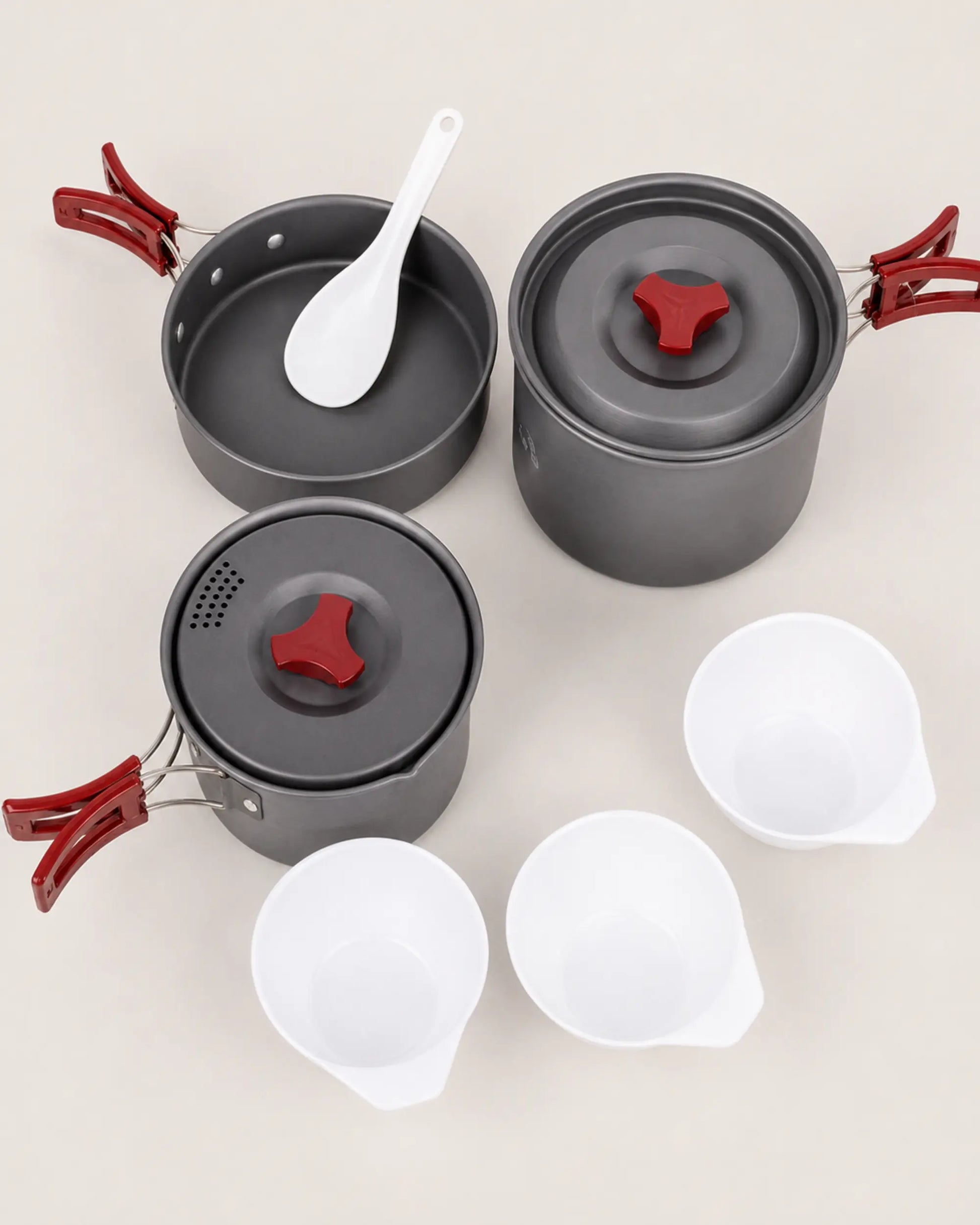 Top-down view of Fire-Maple package 202 pots, pan and bowls