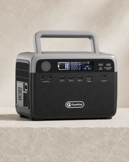 FlashFish 230.4Wh 300W portable power station front hero view
