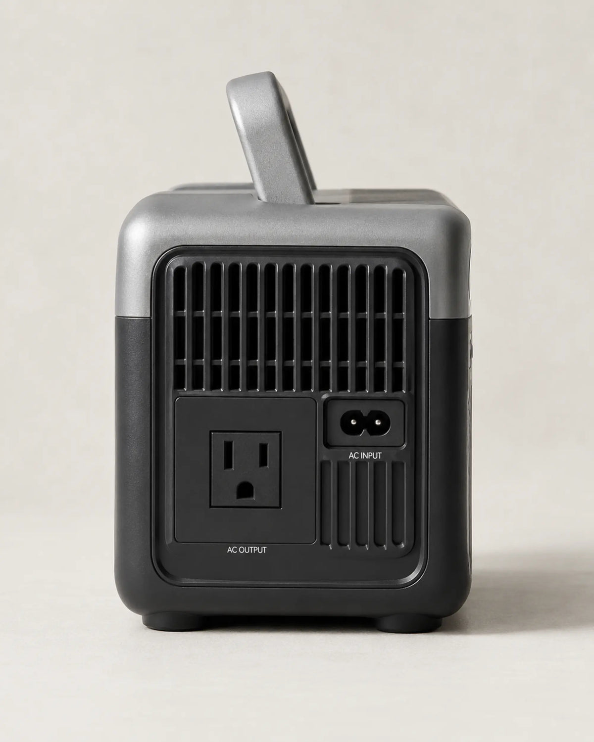 Left side of FlashFish portable power station showing grille and AC connections