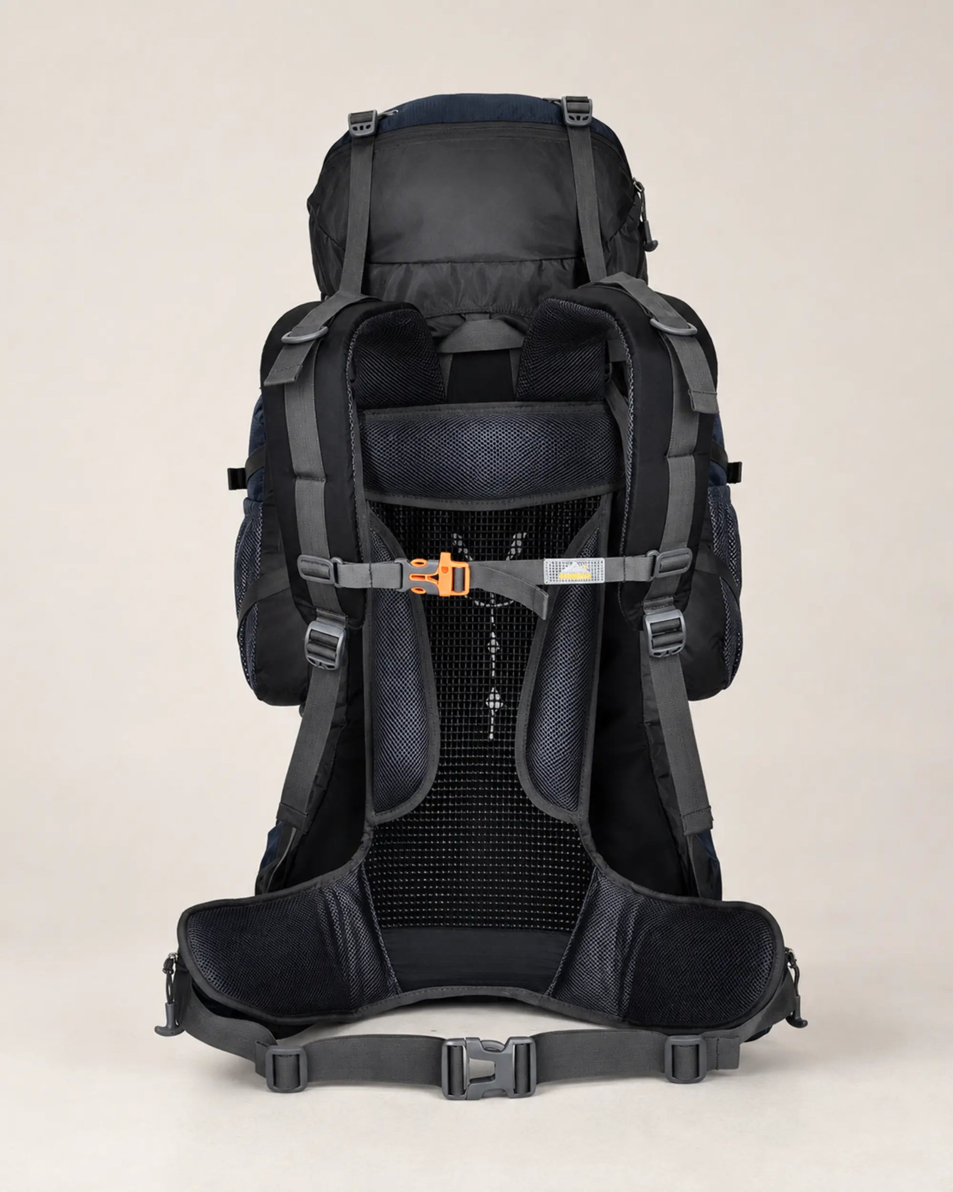 Black Jinshiweiqi hiking backpack showing the padded rear carrying system