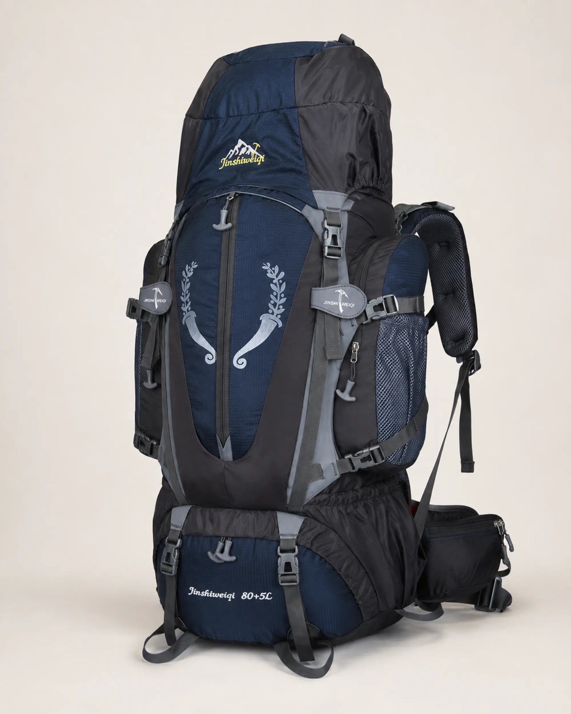 Black Jinshiweiqi large-capacity hiking backpack shown from the right angle
