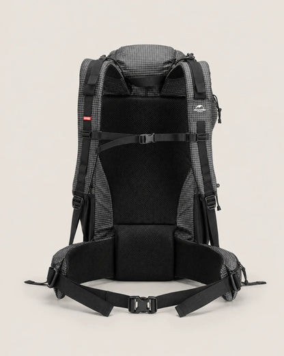Naturehike 60L Upgraded Black backpack rear harness and lumbar support view