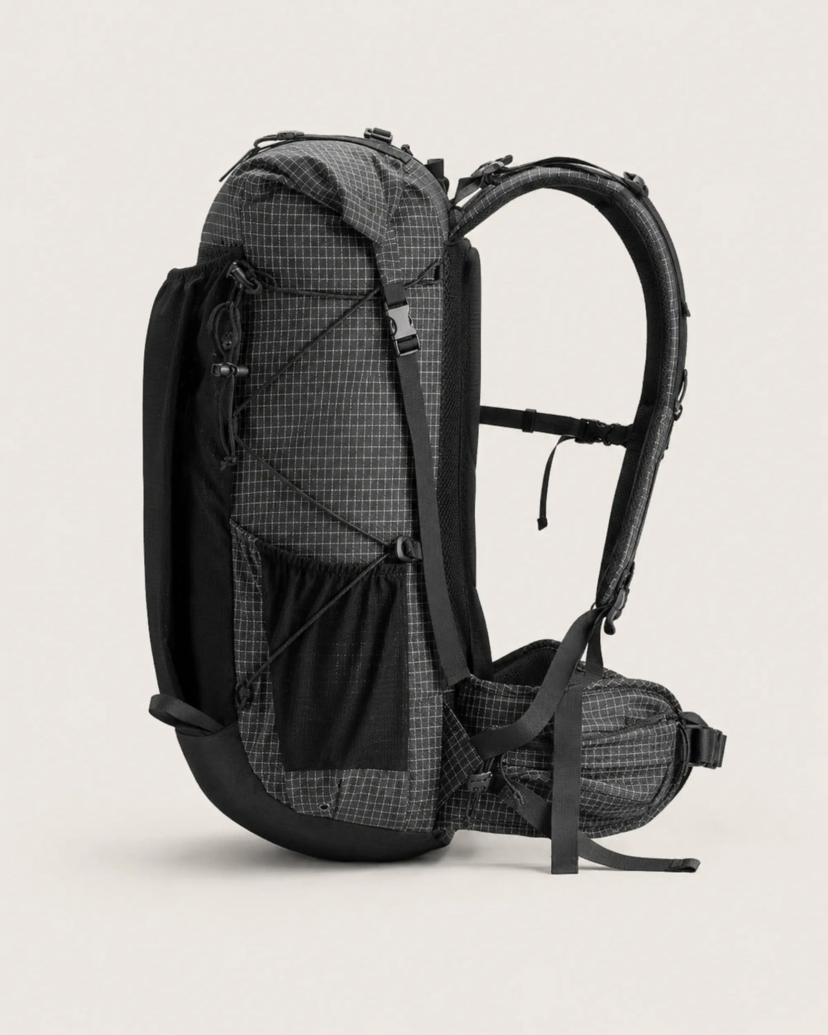 Naturehike 60L Upgraded Black hiking backpack clean side profile view